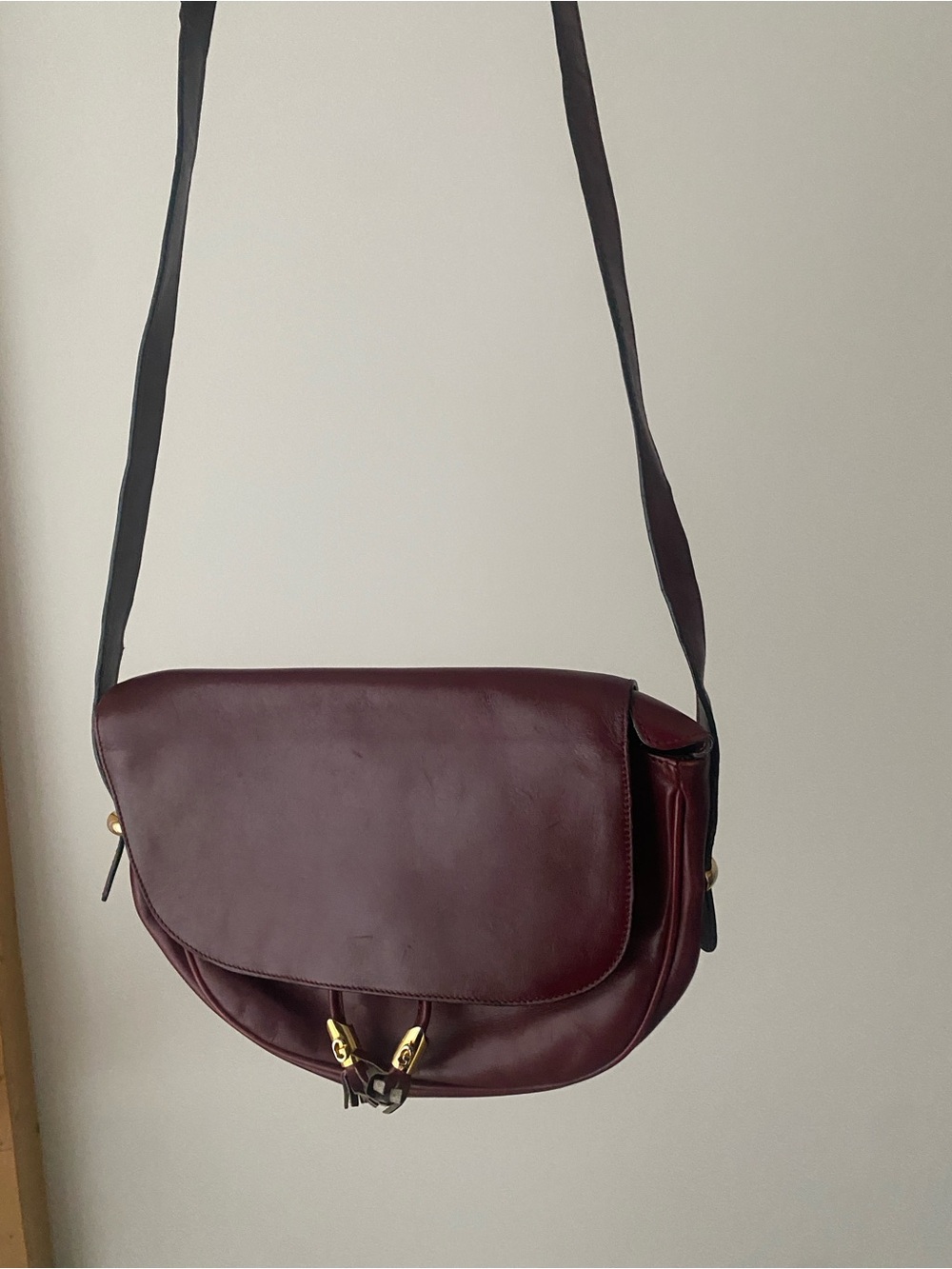 Gucci Burgundy Leather Crossbody Saddle Purse - Picture 2 of 13